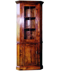 Stylischer Eckglasschrank VM 504 TC In Silber – Platzsparende Vitrine Für Deko & Sammlerstücke