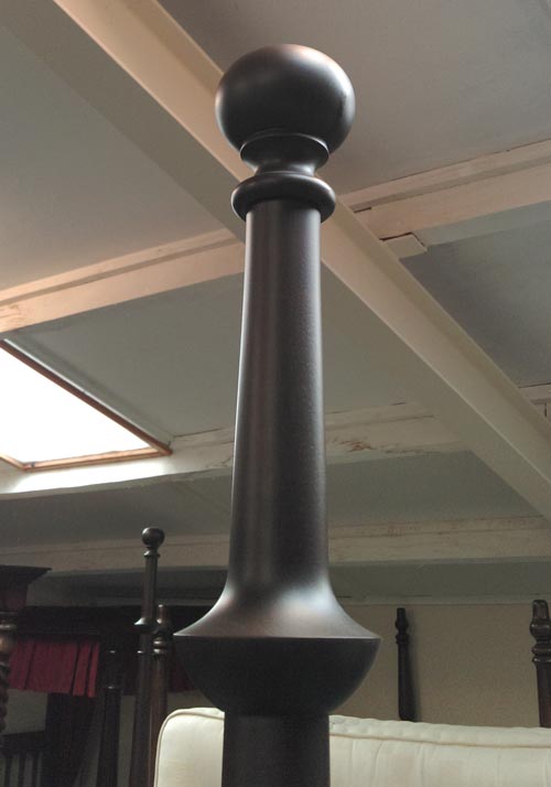 Bespoke Mahogany Pencil Post Bed, Finial Detail Four Poster Bed